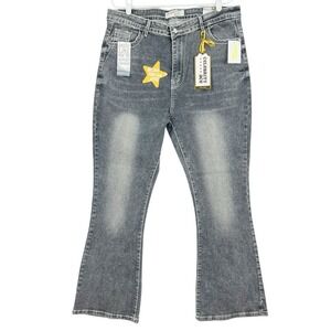 Celebrity Ace Women Black Grey Denim Jeans Junior Plus 18 Boot Cut High Rise NWT